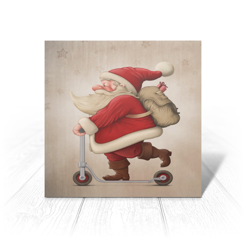 Printio Открытка 15x15 см Санта на самокате printio открытка 15x15 см санта клаус