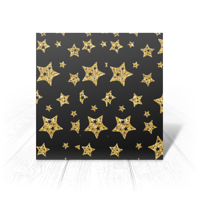 printio открытка 15x15 см ёлочные игрушки звезды Printio Открытка 15x15 см Золотые звезды