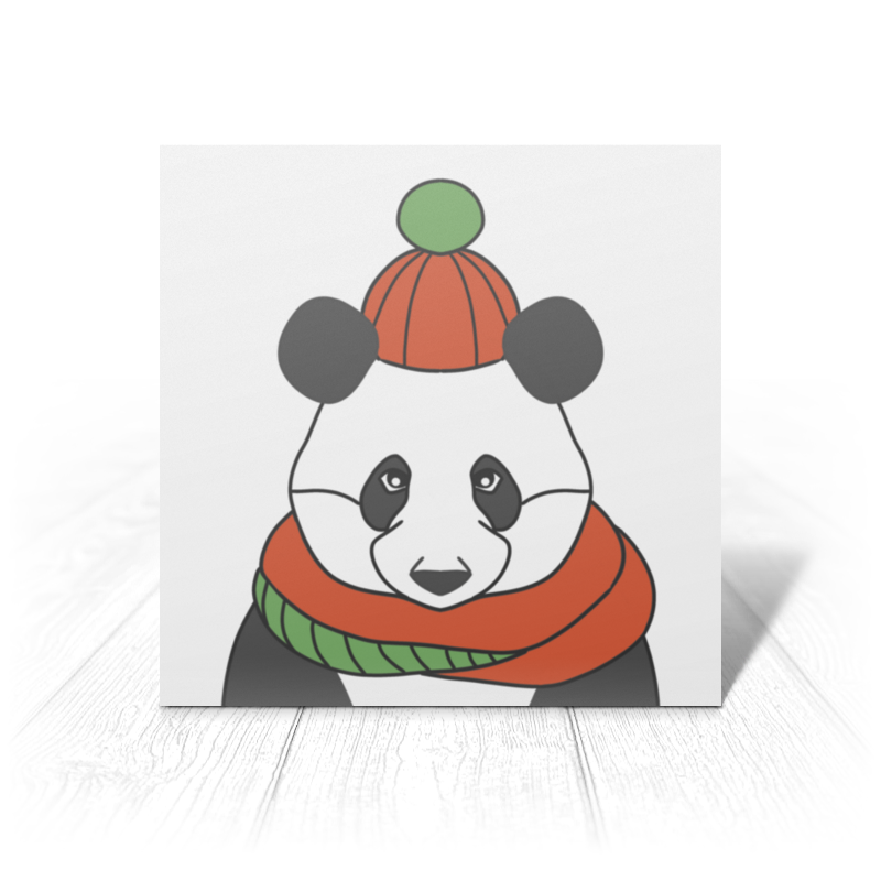 Printio Открытка 15x15 см Новогодняя панда