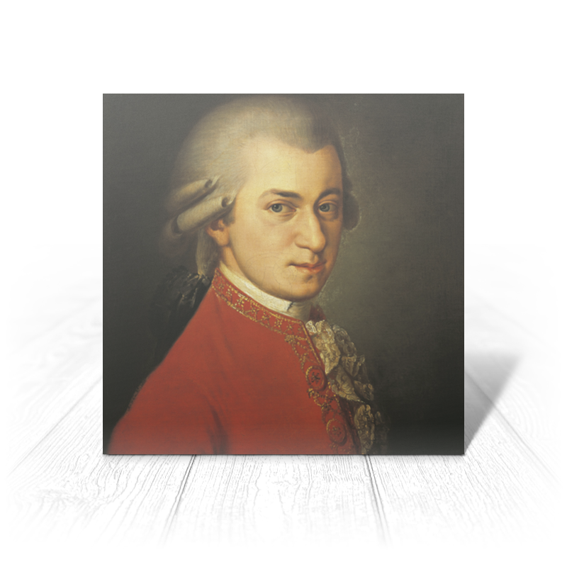 Printio Открытка 15x15 см Портрет вольфганга амадея моцарта (кисти крафт) printio сумка с полной запечаткой портрет вольфганга амадея моцарта кисти крафт