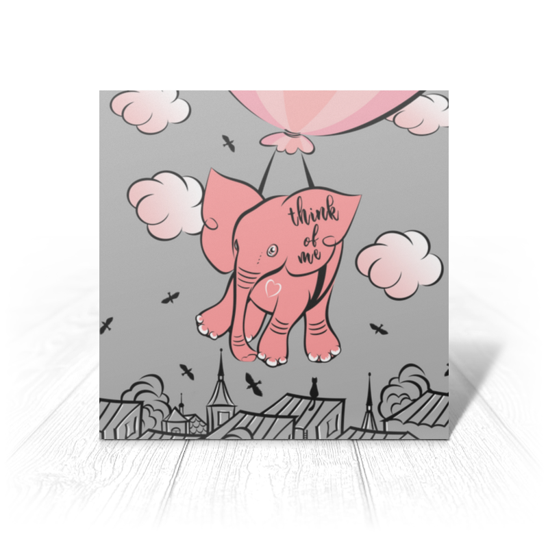 Printio Открытка 15x15 см Розовый слоник вязаный розовый слоник 8 см игрушка ручной работы