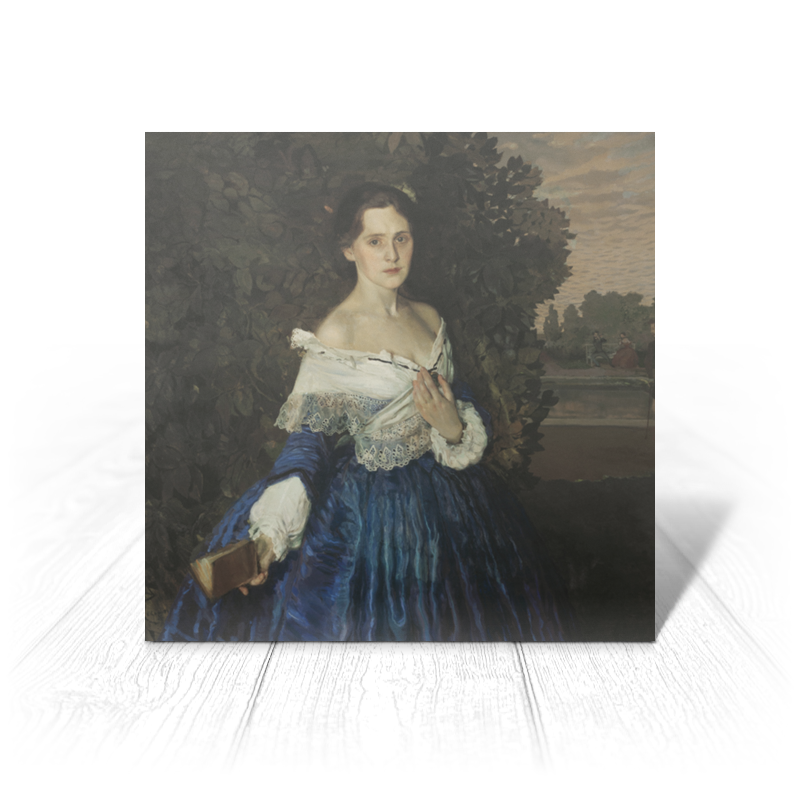 Printio Открытка 15x15 см Дама в голубом (картина сомова) портрет по фото дама с книгой