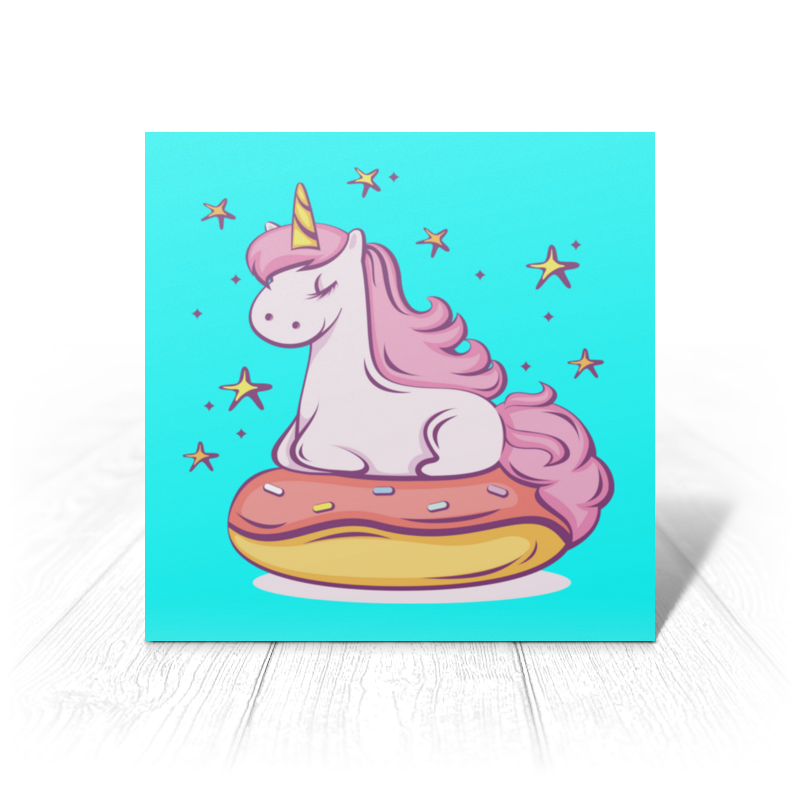printio ежедневник недатированный unicorn donut Printio Открытка 15x15 см Unicorn donut