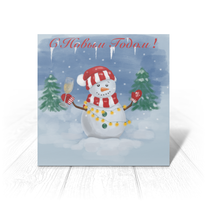 Printio Открытка 15x15 см Снеговик открытка поздравительная с новым годом почтовый ящик 8 × 9 см