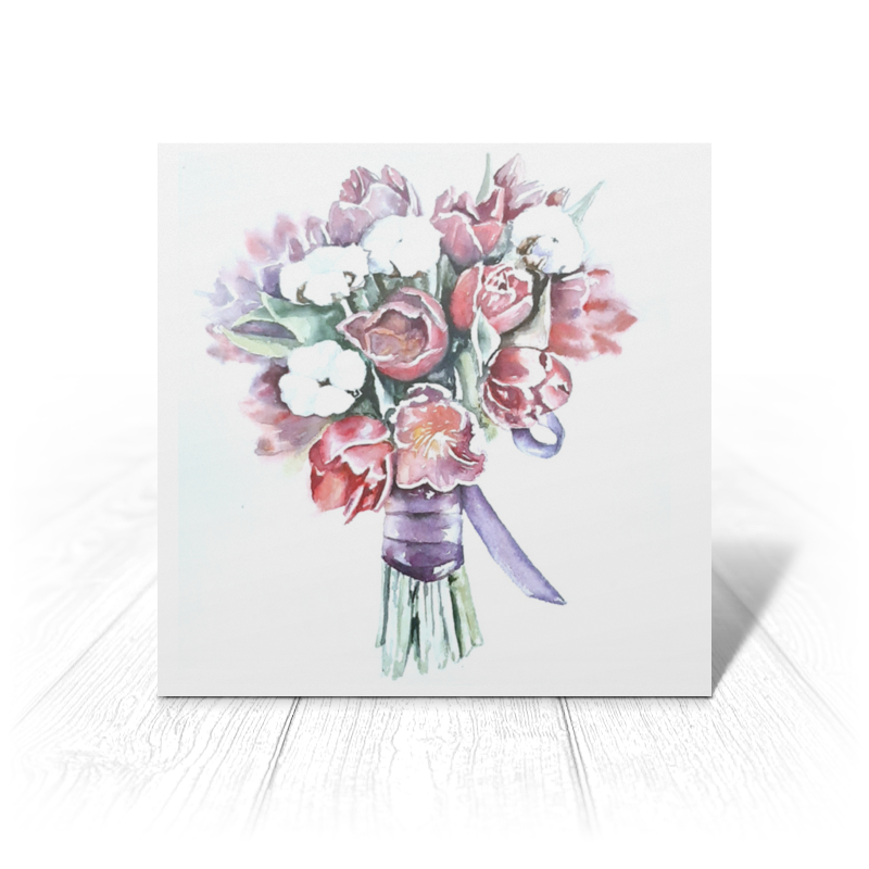 Printio Открытка 15x15 см Букет тюльпанов re pa накладка transparent для nokia 6 1 plus x6 2018 с принтом акварельный букет цветов