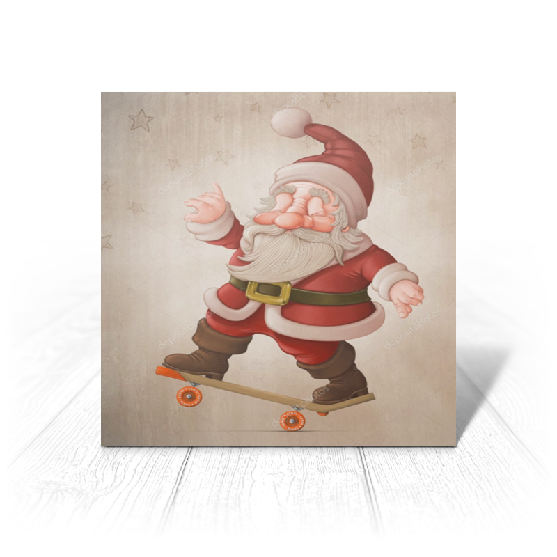 Printio Открытка 15x15 см Санта на доске преподобный пимен угрешский мясников икона на доске 8 10 см