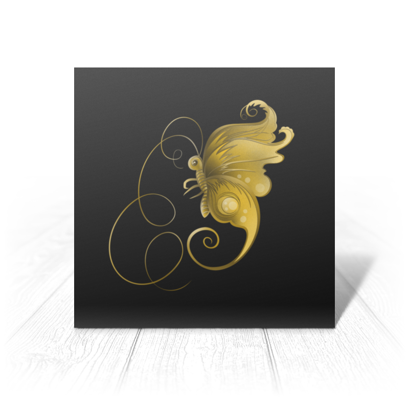 Printio Открытка 15x15 см Золотая бабочка галстук бабочка золотая в черном