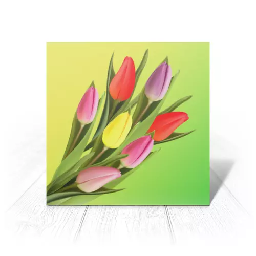 Заказать открытку в Москве. Открытка 15x15 см Букет тюльпанов от TaTte  - готовые дизайны и нанесение принтов.