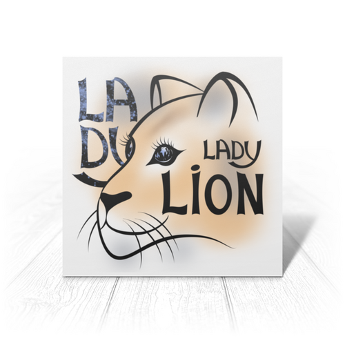 Заказать открытку в Москве. Открытка 15x15 см LADY LION от ELENA ZHARINOVA - готовые дизайны и нанесение принтов.