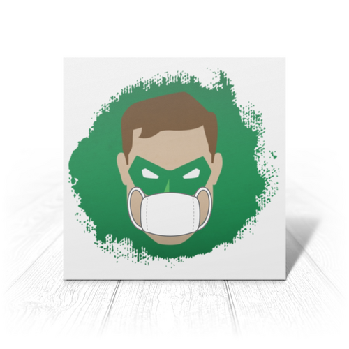 Заказать открытку в Москве. Открытка 15x15 см Зеленый фонарь (Коллекция: Герои носят маски) от GeekFox  - готовые дизайны и нанесение принтов.