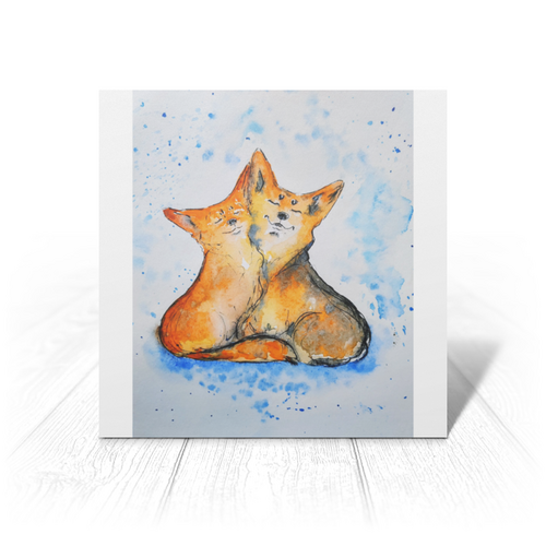 Заказать открытку в Москве. Открытка 15x15 см Corgi love от Yulia Budakova - готовые дизайны и нанесение принтов.