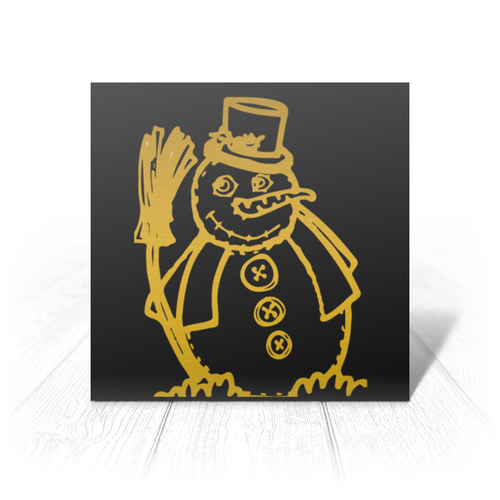 Заказать открытку в Москве. Открытка 15x15 см Золотой снеговик от queen  - готовые дизайны и нанесение принтов.