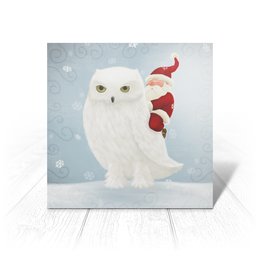 Заказать открытку в Москве. Открытка 15x15 см Санта на сове от queen  - готовые дизайны и нанесение принтов.