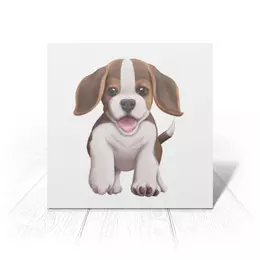 Заказать открытку в Москве. Открытка 15x15 см Собака бигль щенок от tigerda  - готовые дизайны и нанесение принтов.