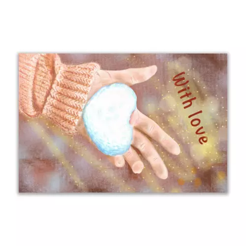 Заказать открытку в Москве. Открытка 15x10 см Рука со снежком на темном фоне от Алия Хабибуллина - готовые дизайны и нанесение принтов.