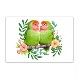 Заказать открытку в Москве. Открытка 15x10 см Влюбленные попугаи неразлучники от tigerda  - готовые дизайны и нанесение принтов.