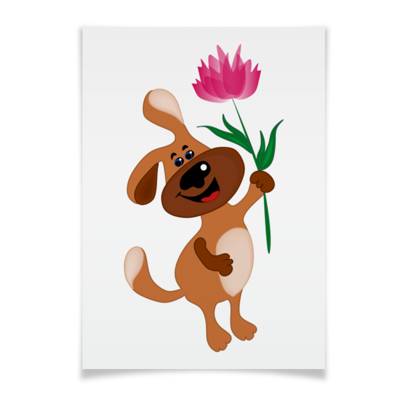 Printio Плакат A3(29.7×42) Пес держит в лапе цветочек printio блокнот пес держит в лапе цветочек