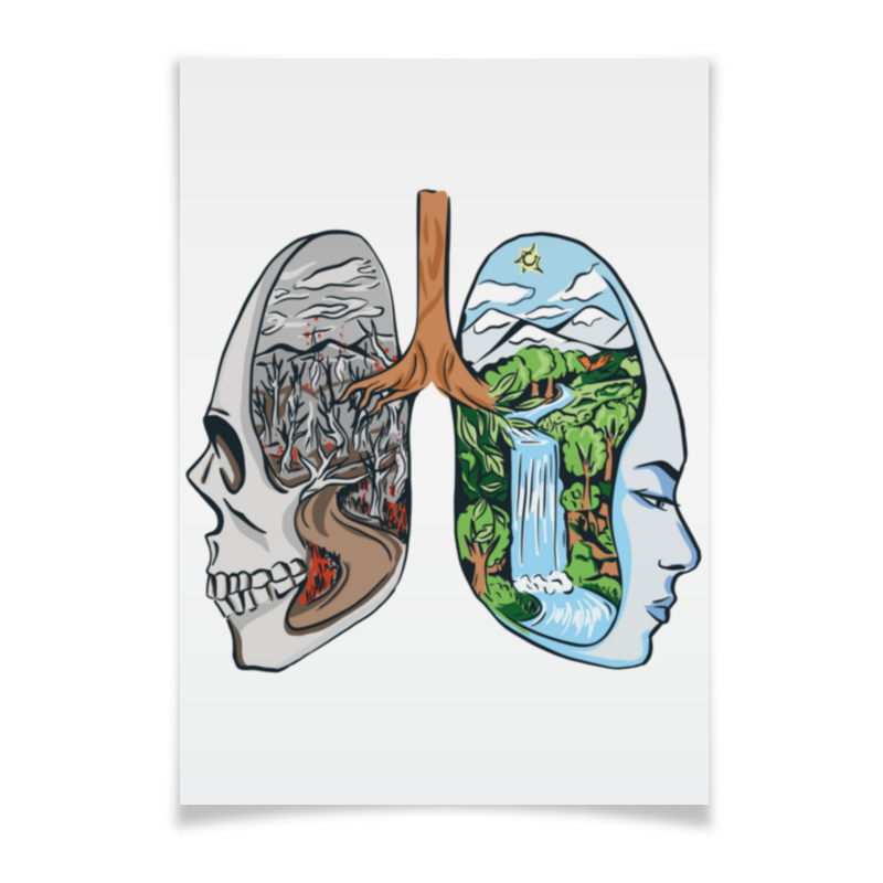 printio плакат a3 29 7×42 голограмма череп Printio Плакат A3(29.7×42) Lungs landscape