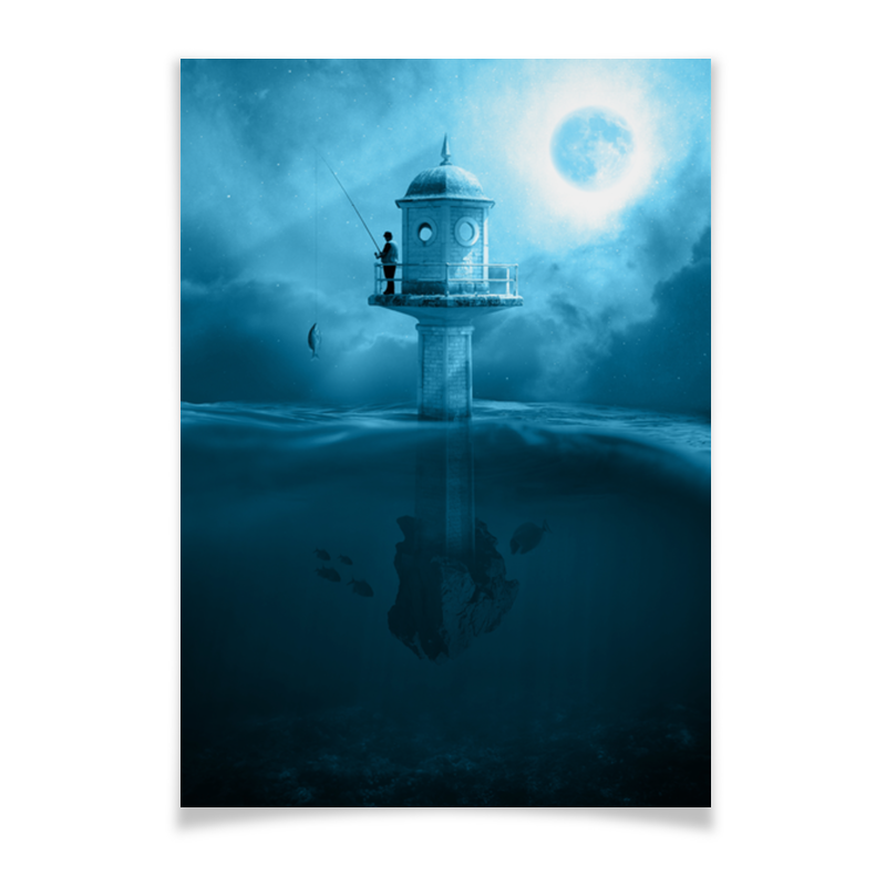Printio Плакат A3(29.7×42) Ночная рыбалка