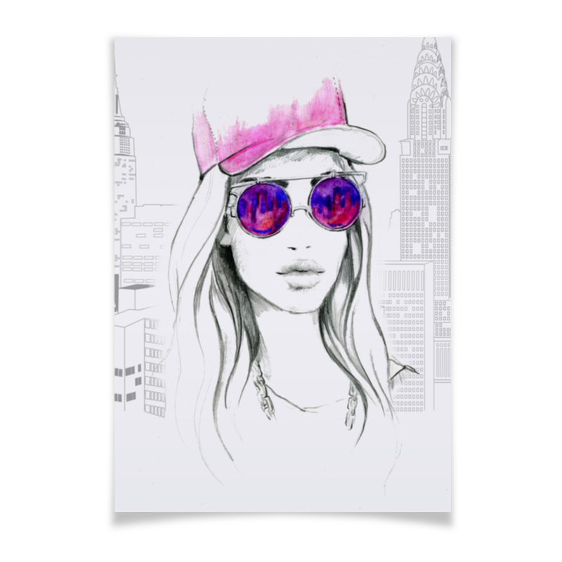 Printio Плакат A3(29.7×42) Фэшн иллюстрация. девушка в розовых очках