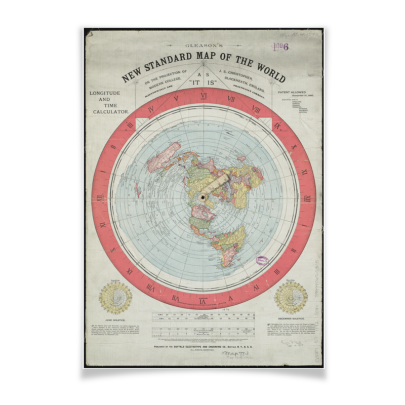 Printio Плакат A3(29.7×42) Карта плоской земли цена и фото
