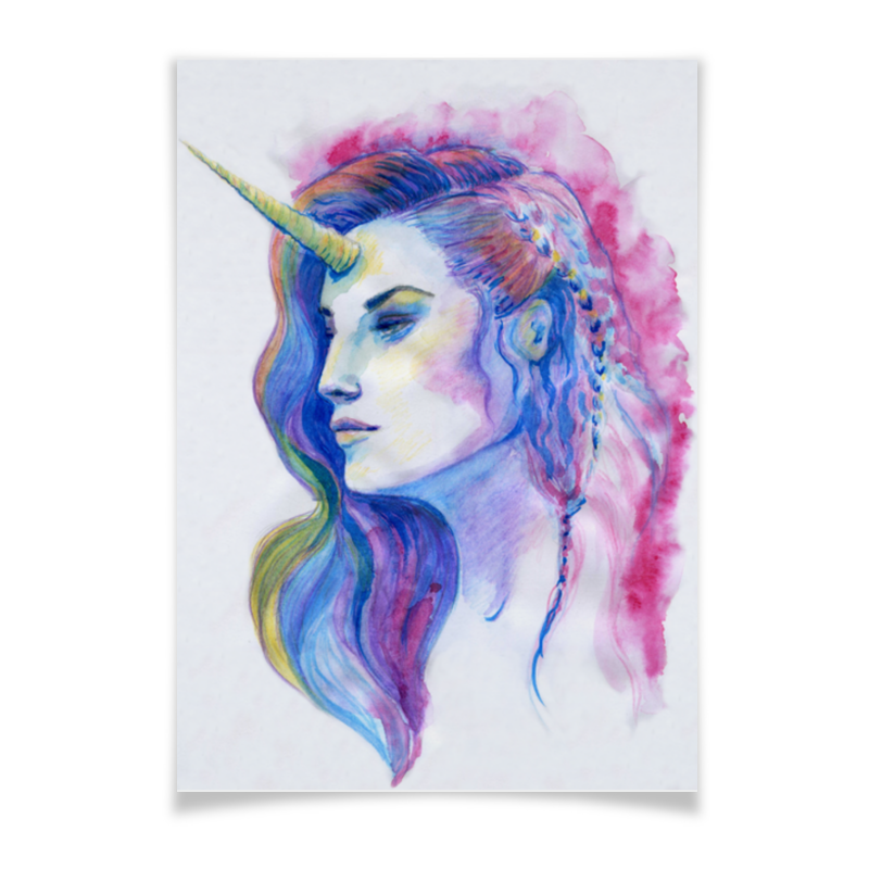 Printio Плакат A3(29.7×42) Единорог. яркая цветная иллюстрация фэнтези