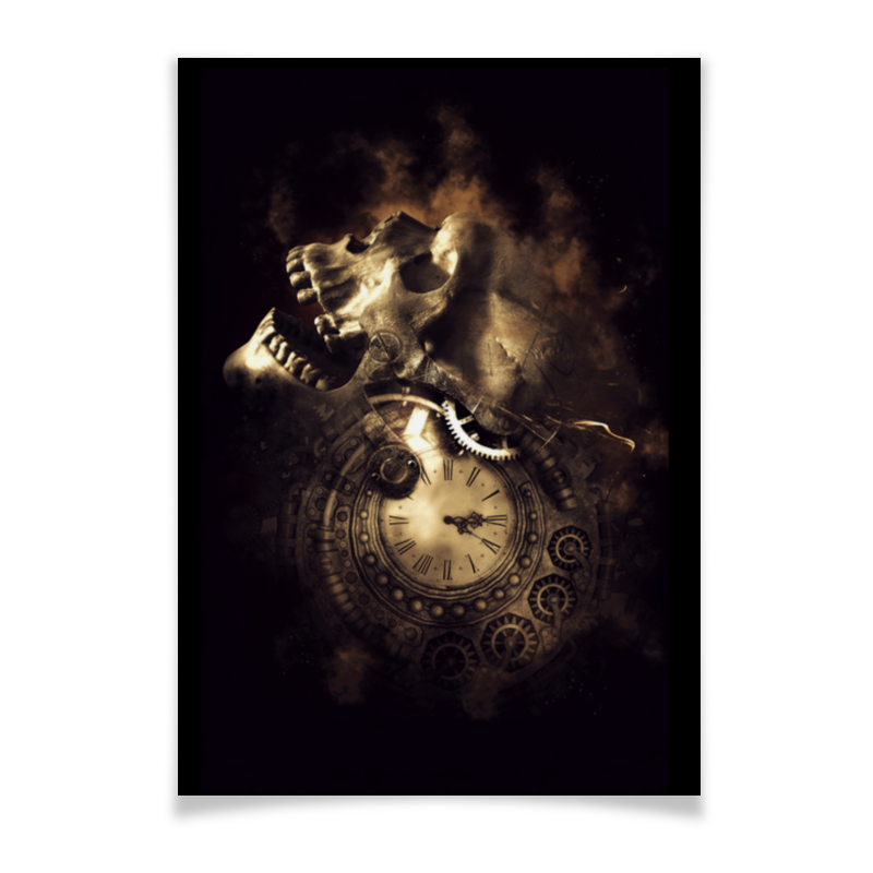 Printio Плакат A3(29.7×42) Череп с часами статуэтка в стиле стимпанк череп 23 5х15х11см арт ws 187 veronese