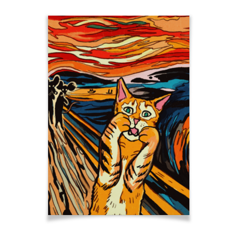 Printio Плакат A3(29.7×42) Крик кота - пародия на эдварда мунка printio футболка wearcraft premium крик кота пародия на эдварда мунка