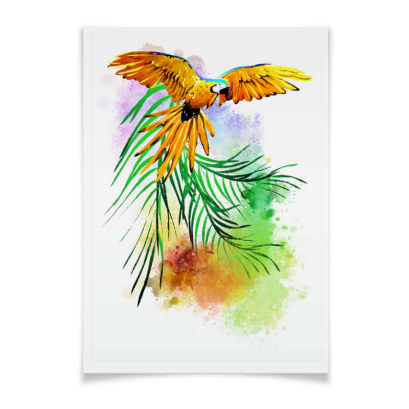 Printio Плакат A3(29.7×42) Попугай на ветке. printio плакат a3 29 7×42 единорог яркая цветная иллюстрация фэнтези