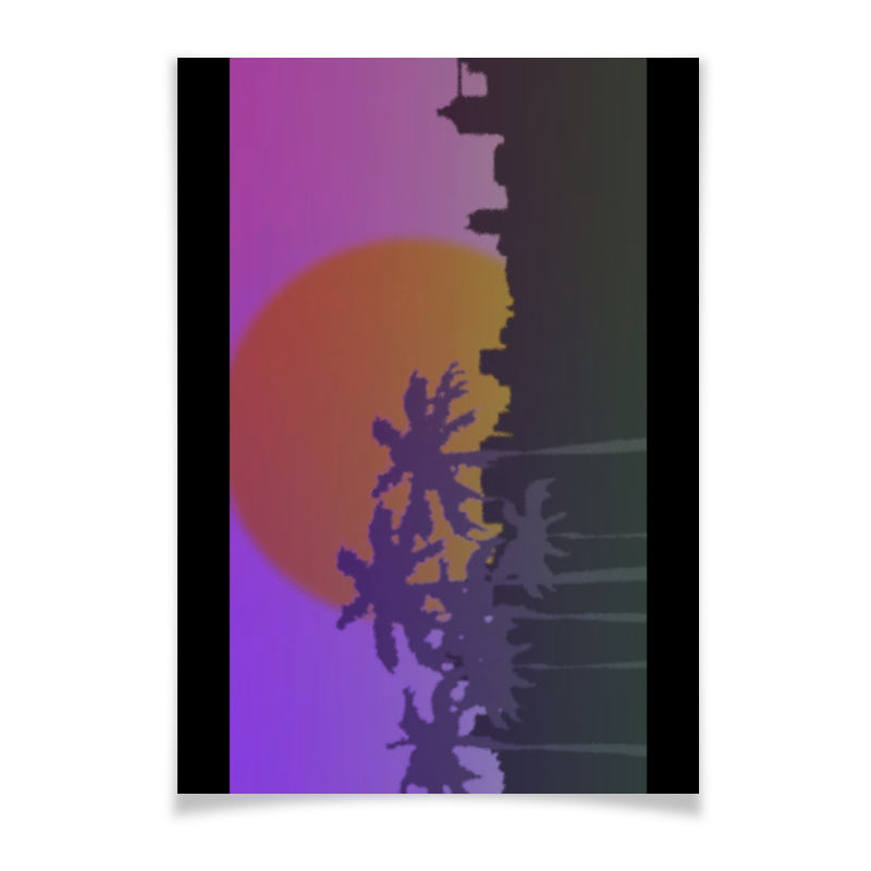 цена Printio Плакат A3(29.7×42) Ретровейв пальмы