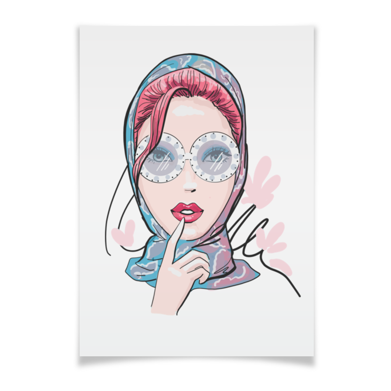 Printio Плакат A3(29.7×42) Модная девушка в платке. фэшн иллюстрация