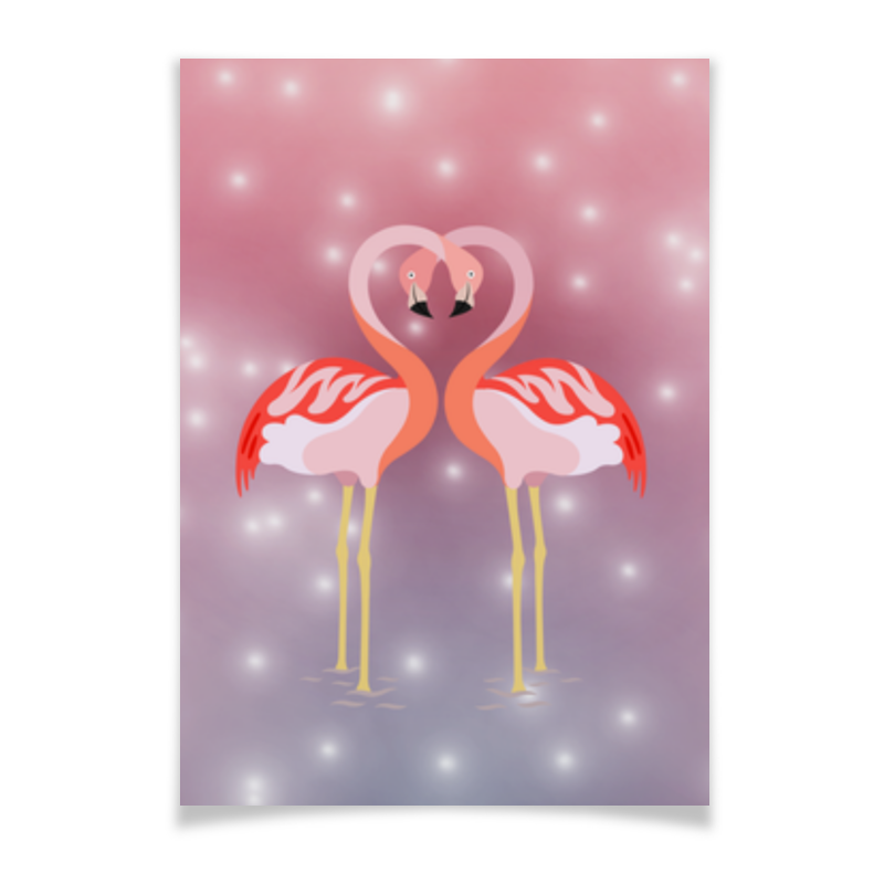 Printio Плакат A3(29.7×42) Влюбленные фламинго