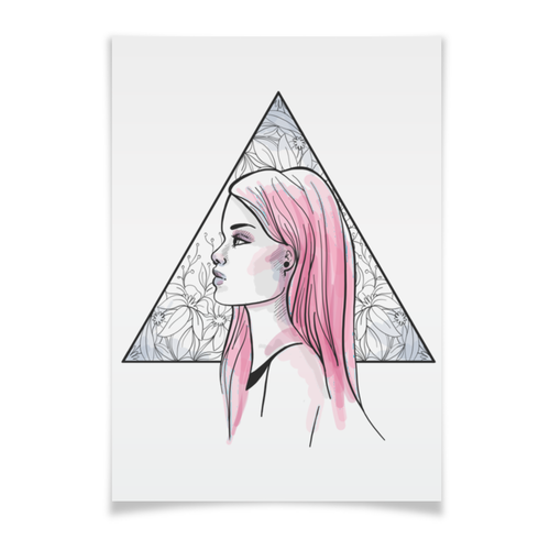 Плакат A3(29.7x42) Модная современная девушка в треугольнике #2763654 в  Москве, цена 350 руб.: купить плакат с принтом от eszadesign в  интернет-магазине