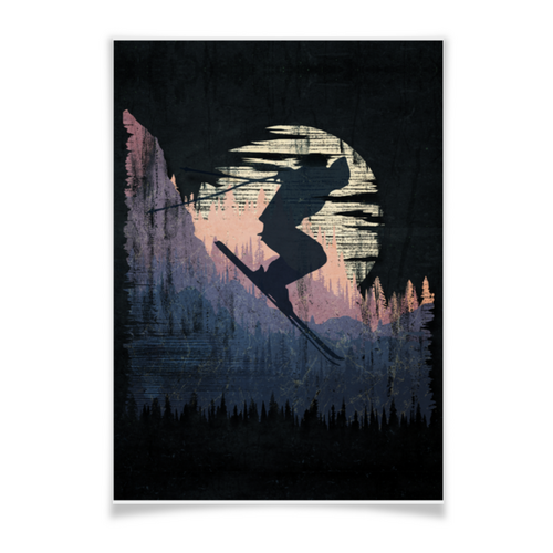 Заказать плакат в Москве. Плакат A3(29.7x42) Лыжи, фрирайд и горы от oneredfoxstore@gmail.com - готовые дизайны и нанесение принтов.