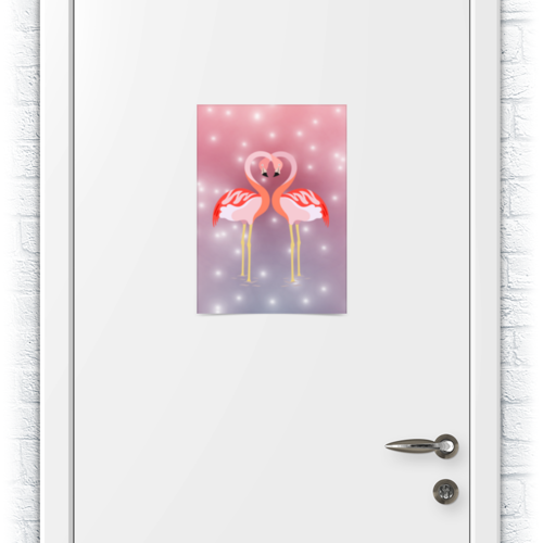 Заказать плакат в Москве. Плакат A3(29.7x42) Влюбленные фламинго от Ordwen - готовые дизайны и нанесение принтов.