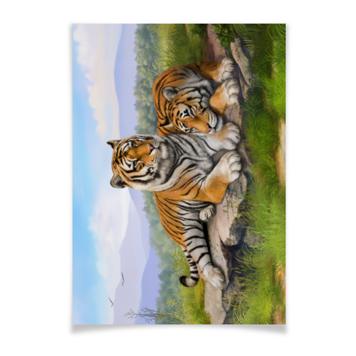 Заказать плакат в Москве. Плакат A3(29.7x42) Тигры от Елена Гришина - готовые дизайны и нанесение принтов.