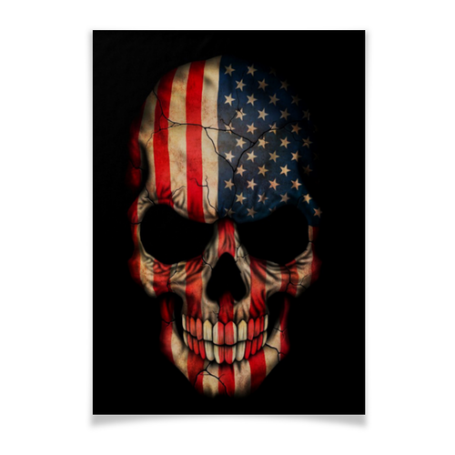 Заказать плакат в Москве. Плакат A3(29.7x42) Череп/Флаг США от Leichenwagen - готовые дизайны и нанесение принтов.