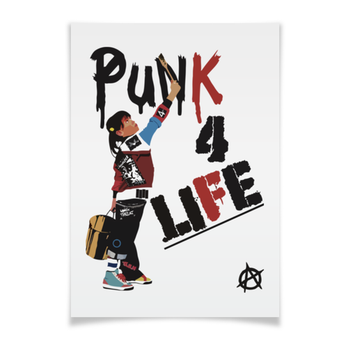 Заказать плакат в Москве. Плакат A3(29.7x42) Punk 4 Life от skynatural - готовые дизайны и нанесение принтов.