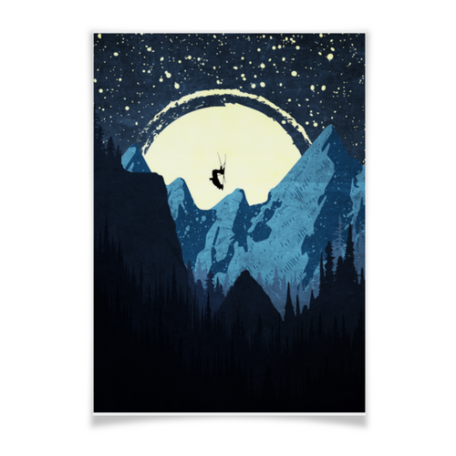 Заказать плакат в Москве. Плакат A3(29.7x42) Лыжи, фрирайд и горы от oneredfoxstore@gmail.com - готовые дизайны и нанесение принтов.