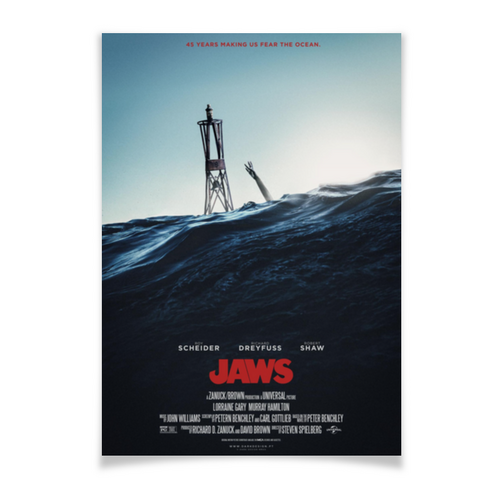Заказать плакат в Москве. Плакат A3(29.7x42) Челюсти / Jaws от kino.printio.ru - готовые дизайны и нанесение принтов.