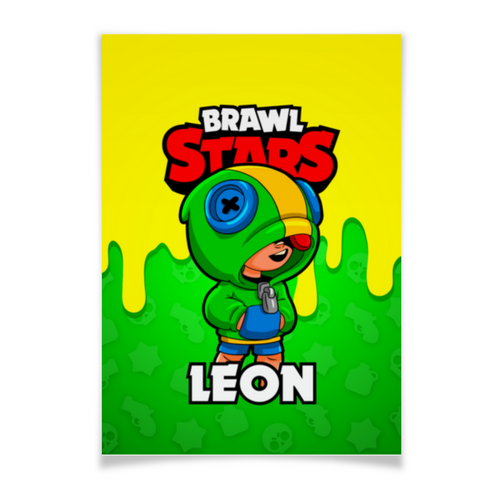 Заказать плакат в Москве. Плакат A3(29.7x42) BRAWL STARS LEON от geekbox - готовые дизайны и нанесение принтов.
