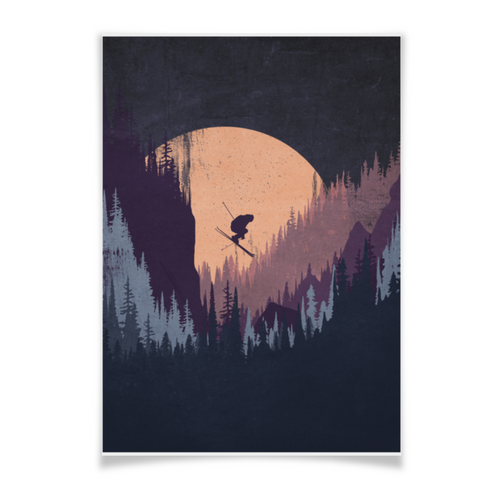 Заказать плакат в Москве. Плакат A3(29.7x42) Лыжи, фрирайд и горы от oneredfoxstore@gmail.com - готовые дизайны и нанесение принтов.