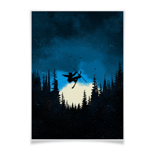Заказать плакат в Москве. Плакат A3(29.7x42) Лыжи, фрирайд и горы от oneredfoxstore@gmail.com - готовые дизайны и нанесение принтов.