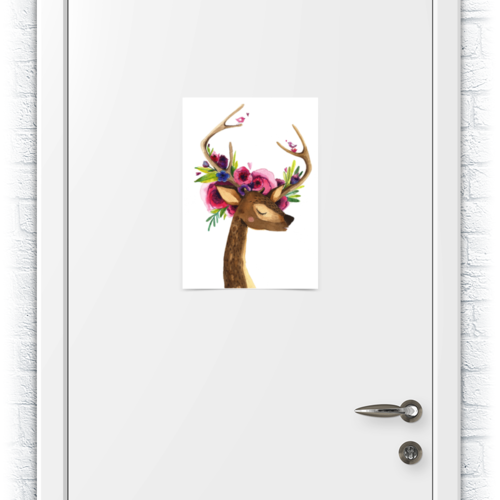 Заказать плакат в Москве. Плакат A3(29.7x42) Олень с цветами в рогах от Анастасия Наумова - готовые дизайны и нанесение принтов.
