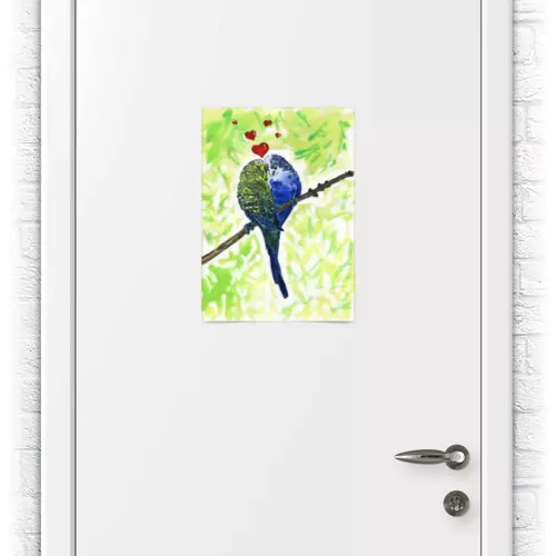 Заказать плакат в Москве. Плакат A3(29.7x42) Влюбленные попугайчики от Olia Shipilova - готовые дизайны и нанесение принтов.