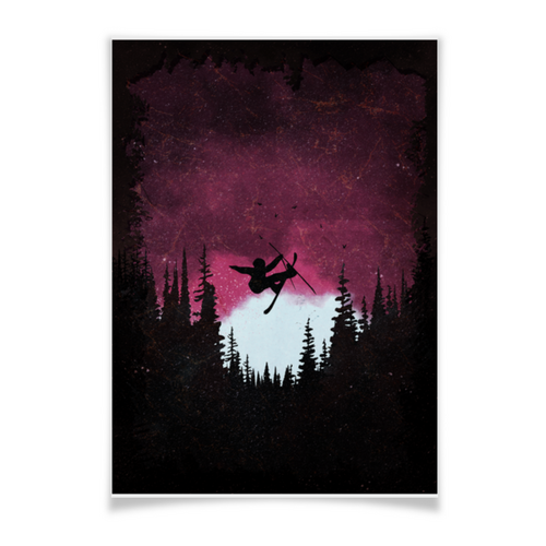 Заказать плакат в Москве. Плакат A3(29.7x42) Лыжи, фрирайд и горы от oneredfoxstore@gmail.com - готовые дизайны и нанесение принтов.
