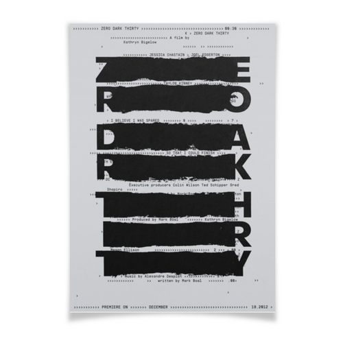 Заказать плакат в Москве. Плакат A3(29.7x42) Цель номер один / Zero Dark Thirty от kino.printio.ru - готовые дизайны и нанесение принтов.