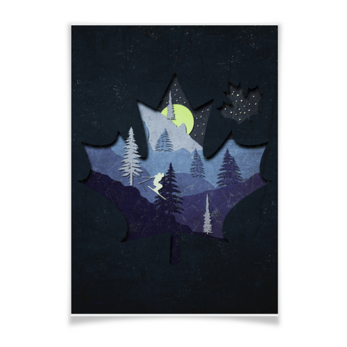Заказать плакат в Москве. Плакат A3(29.7x42) Лыжи, фрирайд и горы от oneredfoxstore@gmail.com - готовые дизайны и нанесение принтов.