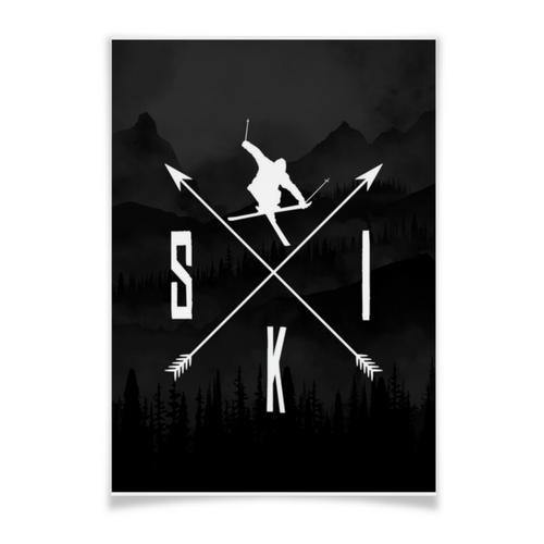 Заказать плакат в Москве. Плакат A3(29.7x42) Лыжи, фрирайд и горы от oneredfoxstore@gmail.com - готовые дизайны и нанесение принтов.