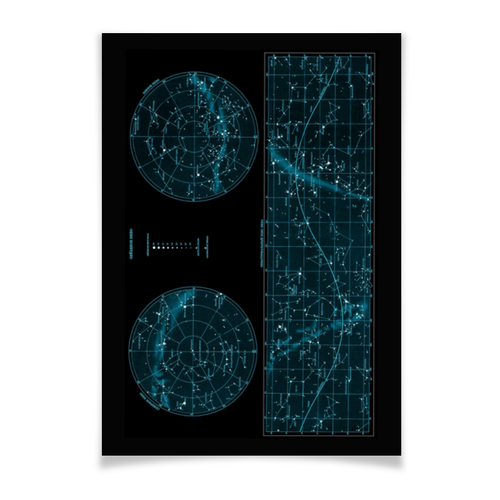 Заказать плакат в Москве. Плакат A3(29.7x42) Карта звёздного неба от Виктор Гришин - готовые дизайны и нанесение принтов.